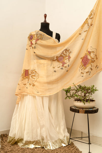 Sawari Hand painted Chanderi dupatta