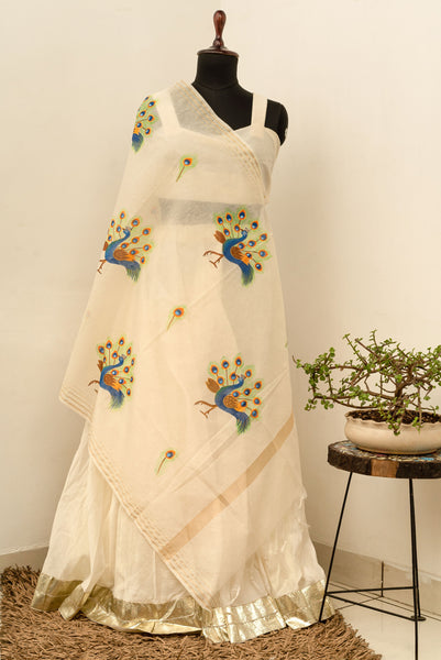 Mayur Miniature Handpainted Dupatta