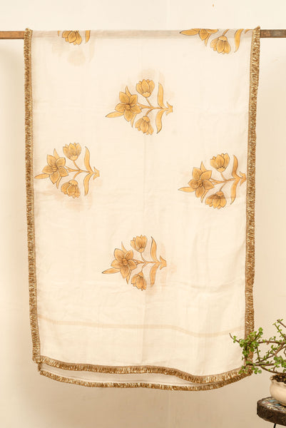 Mughal Kanat Gold Handpainted Dupatta