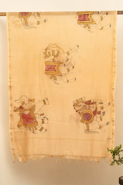 Sawari Hand painted Chanderi dupatta