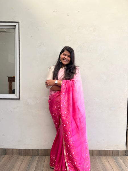 Hand painted soft silk mulberry silk saree