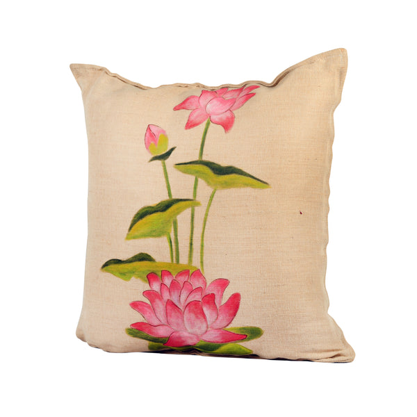 Handpainted Niraja Cushion Cover In Jute