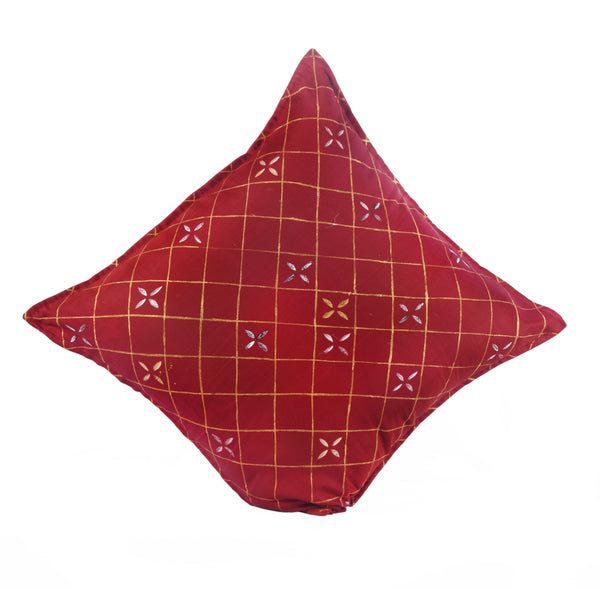 Guthali Red And Golden Handpainted Cushion Cover
