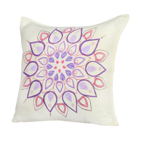 Mandala Hanpainted White Cushion Cover