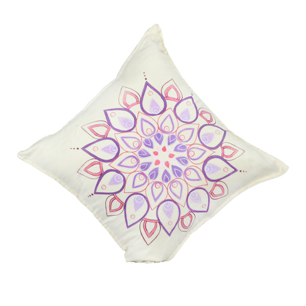 Mandala Hanpainted White Cushion Cover