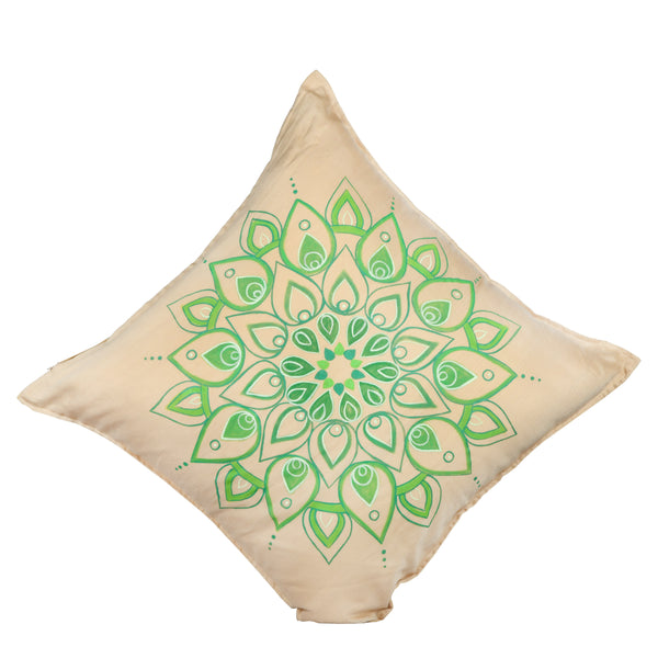 Mandla Green Handpainted Cushion Cover
