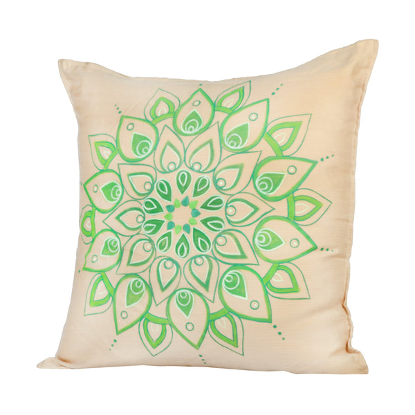 Mandla Green Handpainted Cushion Cover