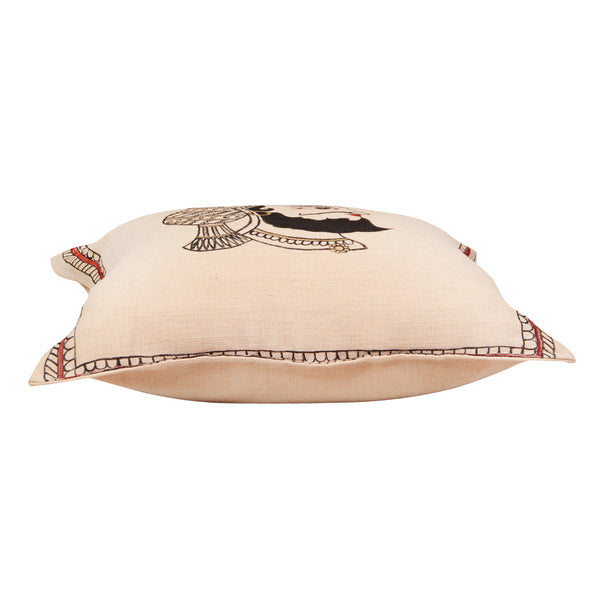 Handpainted King Beige Cushion Cover