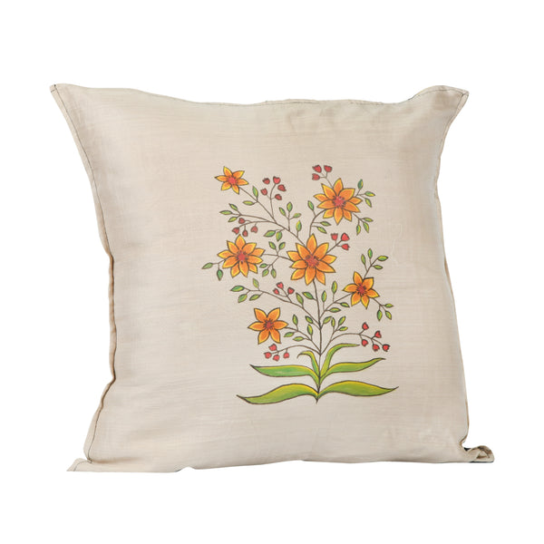 Mughal Sunflower Handpainted Cushion Cover