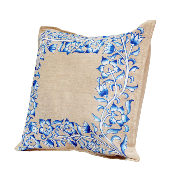Handpainted Jute Cushion Cover