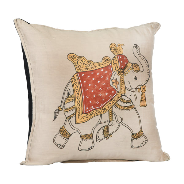 Handpainted Elephant Cushion Cover