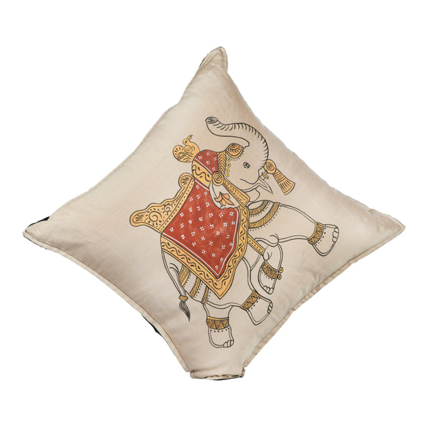 Handpainted Elephant Cushion Cover