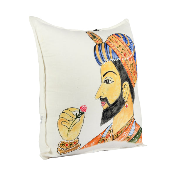 Mughal Raja Handpainted Cushion Cover