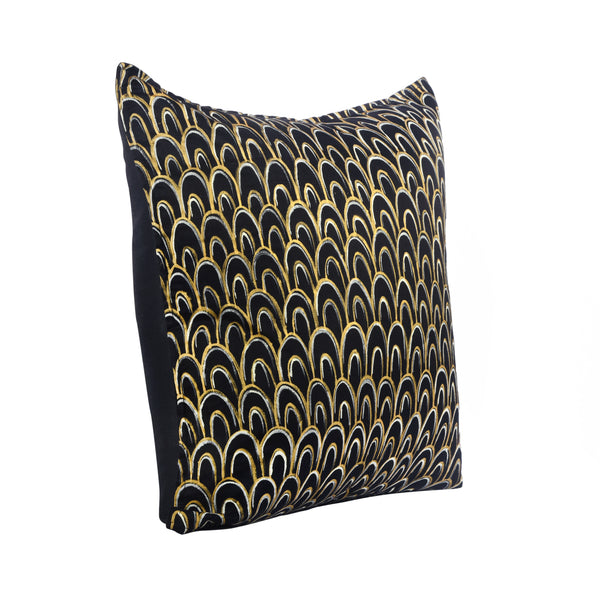 Guthali Patterned Black And Golden Cushion Cover