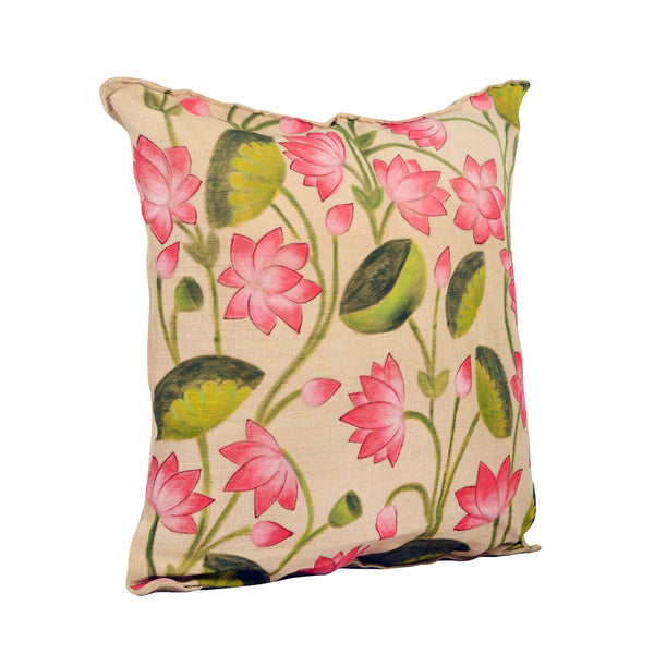 Pichwai Lotus Handpainted Cushion Cover