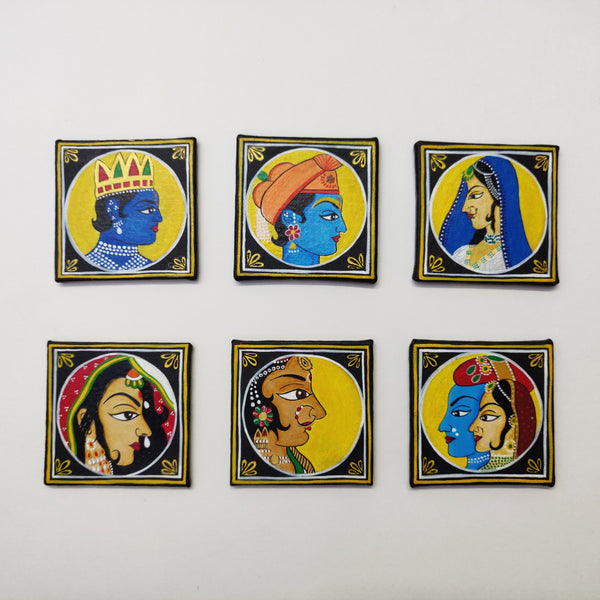 Wooden Canvas Coasters Bunch of 6 - Guthali