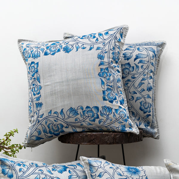 Blue Pottery Grey Cushion Cover Set of 5