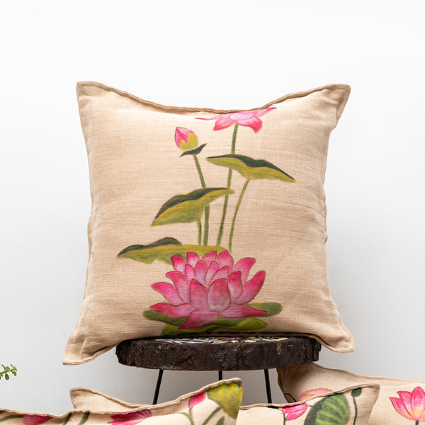 Pichwai Hand Painted Cushion Cover Set of 4 In Jute