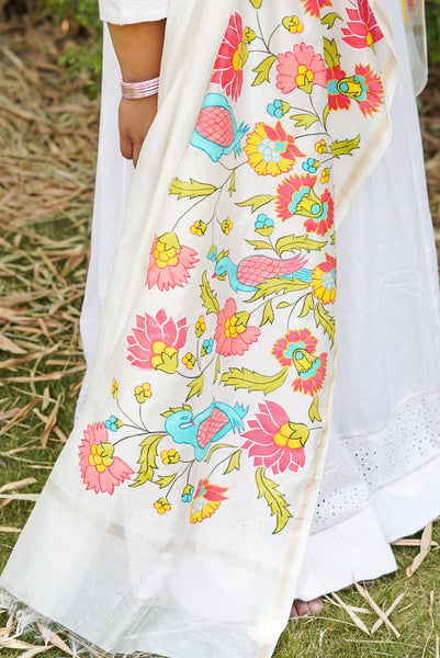 Mughal Bagh Handpainted Dupatta