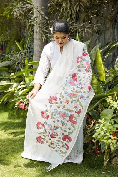 Mughal Bagh Pastel Handpainted Dupatta