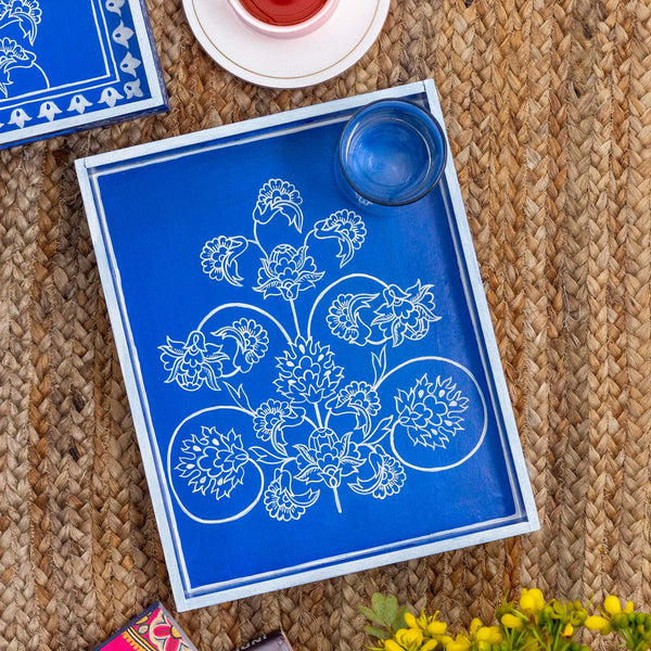 serving trays, wooden hand painted platters, trays for kitchen, hand painted plates India, trays online, serving trays set, buy serving trays, fancy trays