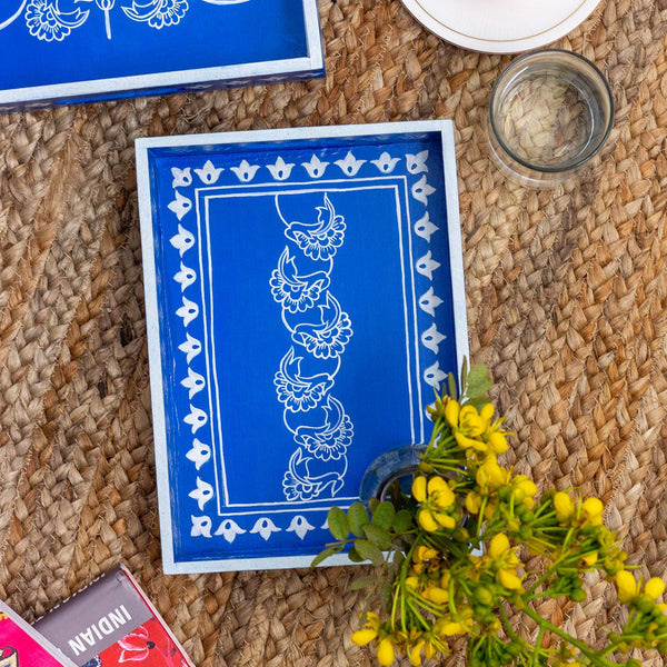 serving trays, wooden hand painted platters, trays for kitchen, hand painted plates India, trays online, serving trays set, buy serving trays, fancy trays