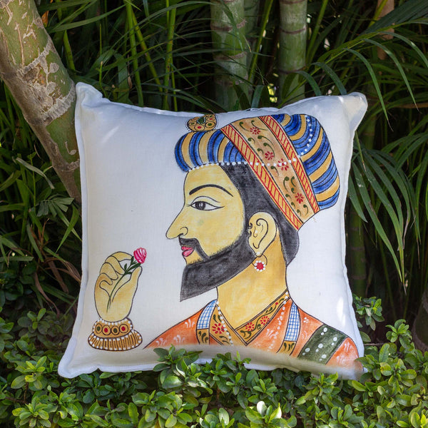 Mughal Raja Handpainted Cushion Cover