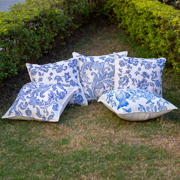 Blue White Porcelain Cushion Cover Set of 5