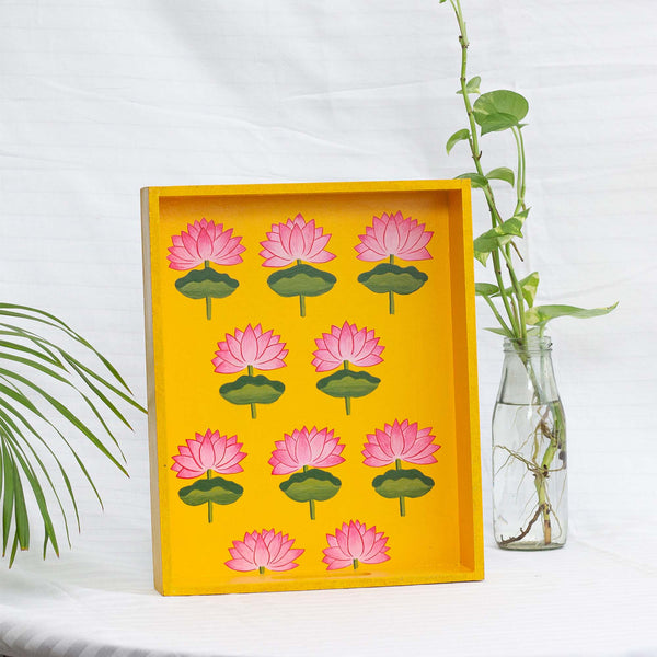 Pichwai Niraja Serving Tray In Pine Wood Medium