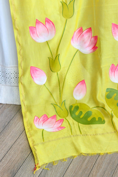 Niraja Handpainted Dupatta In Yellow