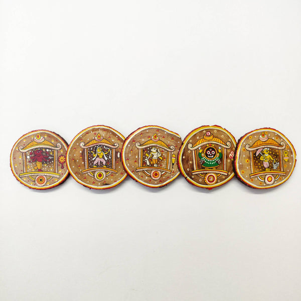 Ganjifa Wooden Coaster Bunch of 5 - Guthali