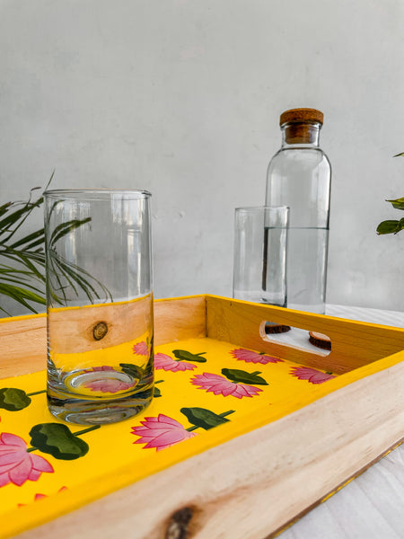 Pichwai Niraja Serving Tray In Pine Wood Large