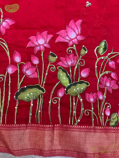 Nathdwara Handpainted Laal Pichwai Saree