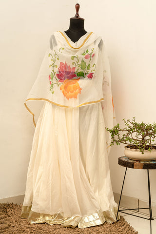 Gulab kota doriya Handpainted dupatta