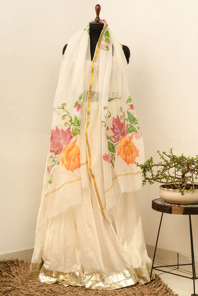 Gulab kota doriya Handpainted dupatta