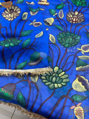 Hand Painted Neel Bagh Saree