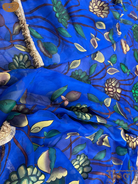 Hand Painted Neel Bagh Saree