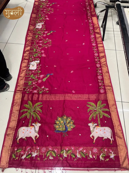 Anand Leela Pichwai Hand Painted Saree