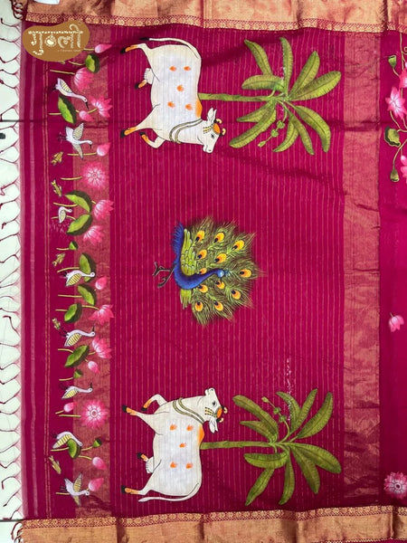 Anand Leela Pichwai Hand Painted Saree