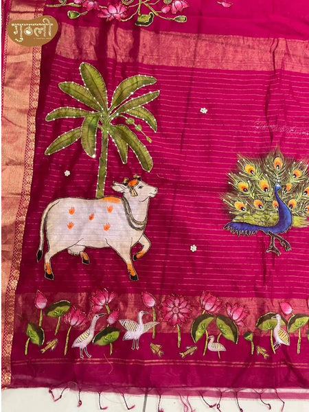 Anand Leela Pichwai Hand Painted Saree