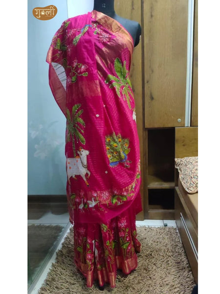 Anand Leela Pichwai Hand Painted Saree