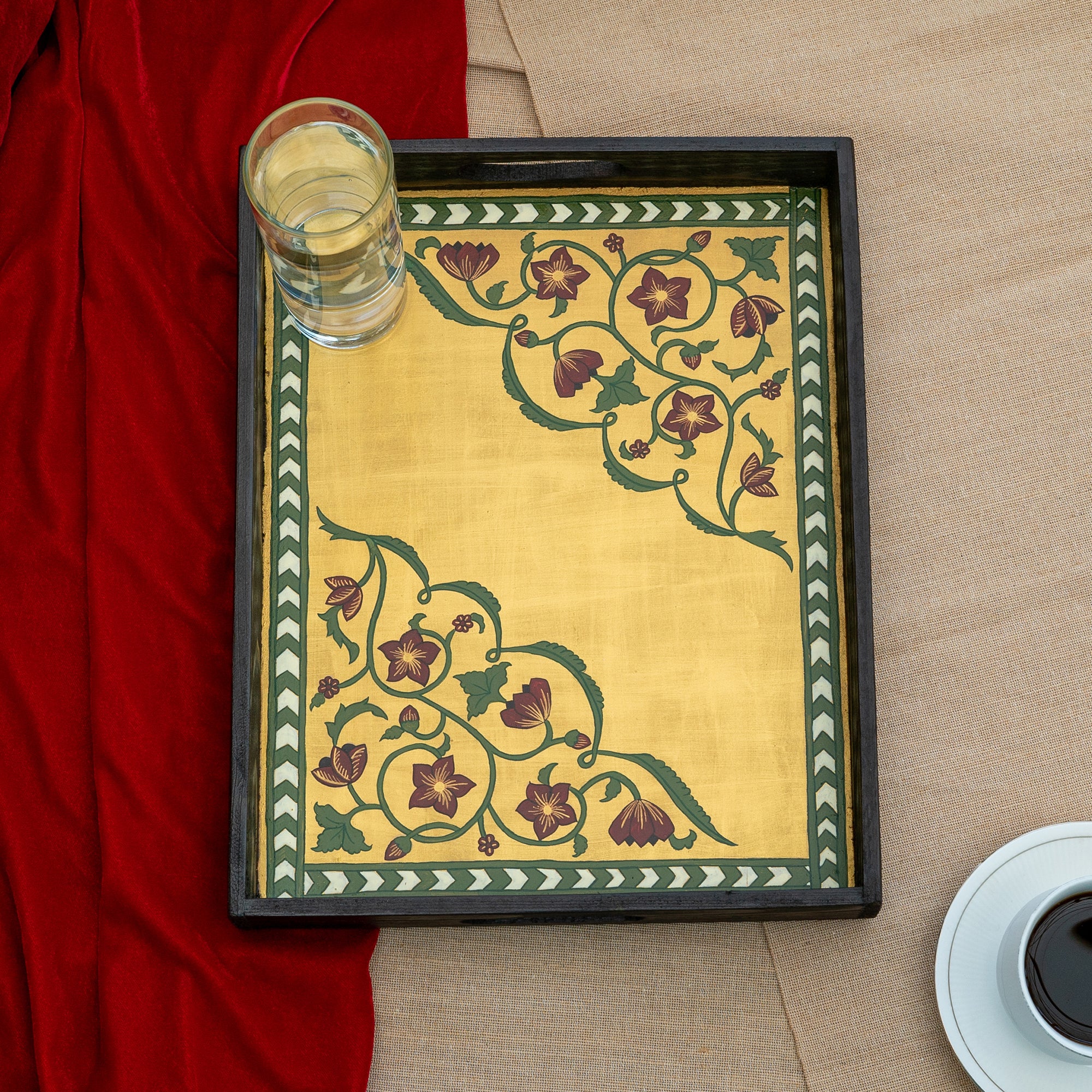 Sunehra Mughal JAL kanat handpainted large tray