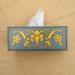Grey & Gold Mughal Kanat Handpainted Tissue Box