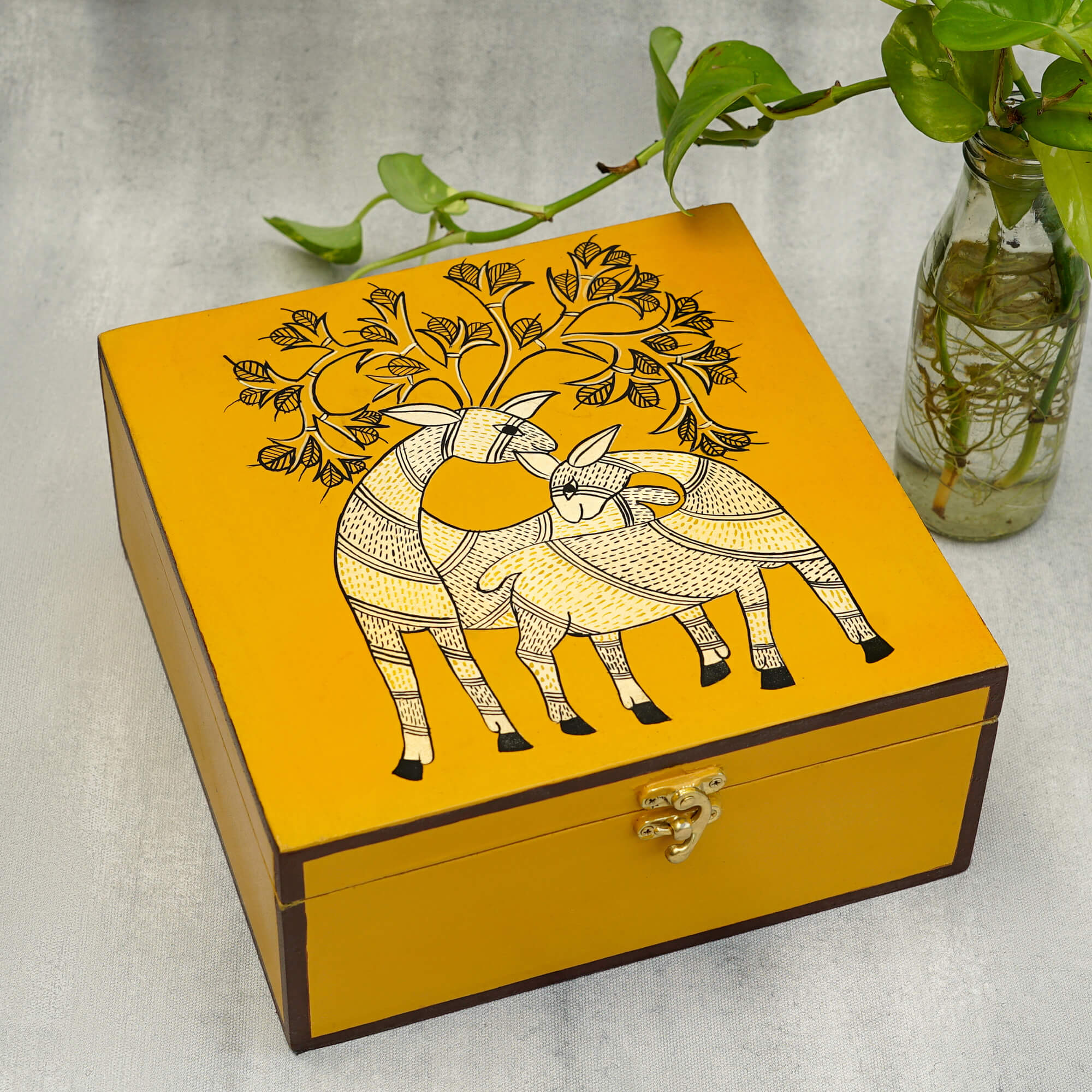 Gond Handpainted Deer Box