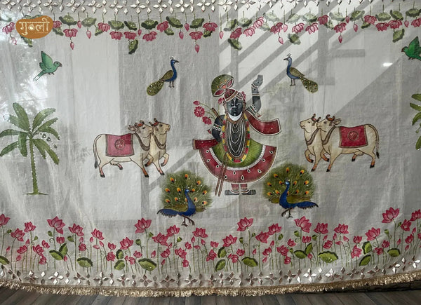 Darshan Shreenathji Hand Painted Dupatta