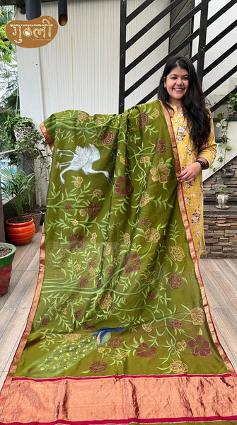 Van Vihar Hand Painted Saree