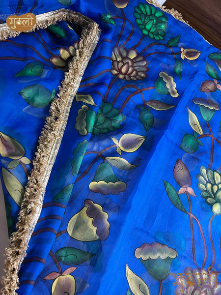 Hand Painted Neel Bagh Saree