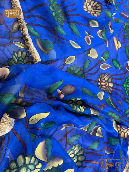 Hand Painted Neel Bagh Saree