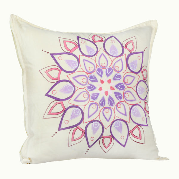 Mandala Hanpainted White Cushion Cover