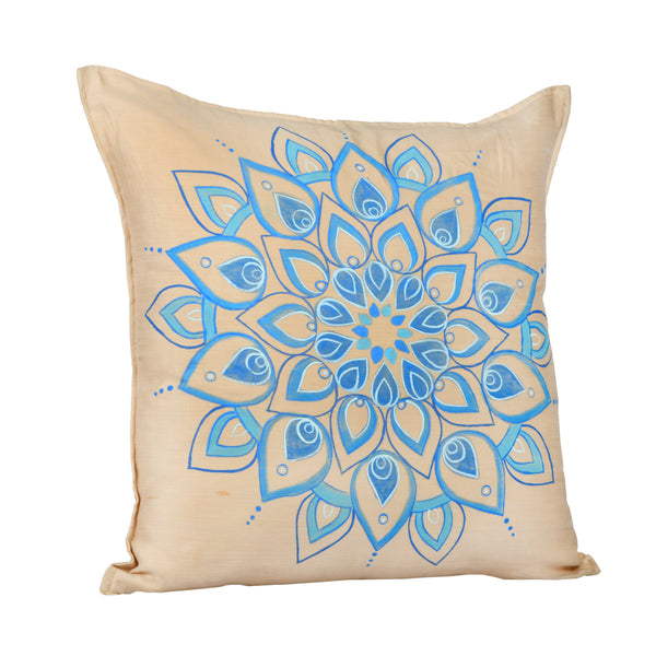 Mandla Blue Handpainted Cushion Cover